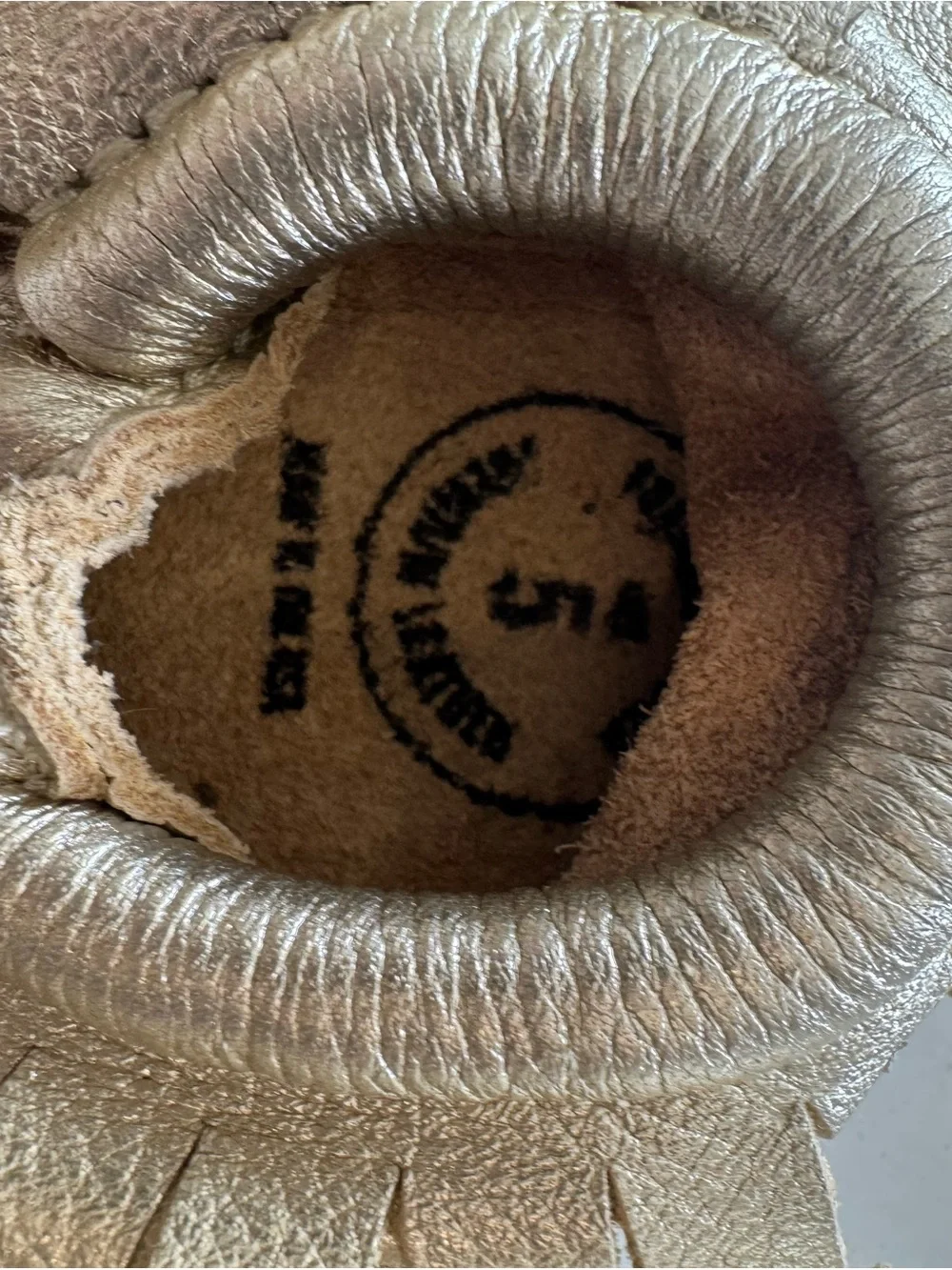 Freshly Picked Metallic Gold Fringe Baby Moccasins